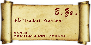 Bölcskei Zsombor névjegykártya