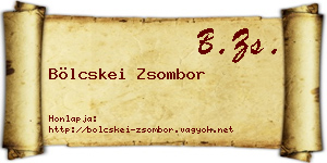 Bölcskei Zsombor névjegykártya